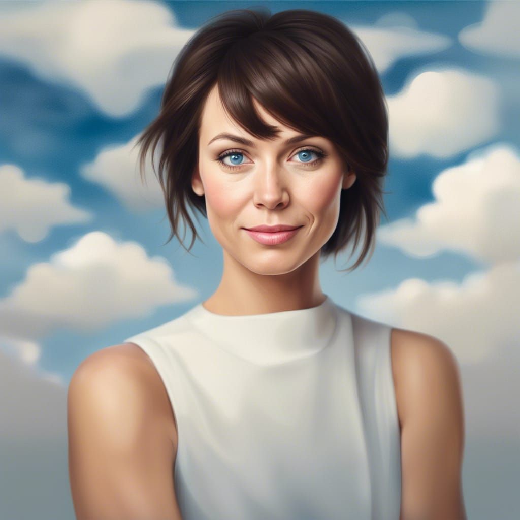 Intimidating Brunette Portrait in Heaven, Hyperdetailed Art