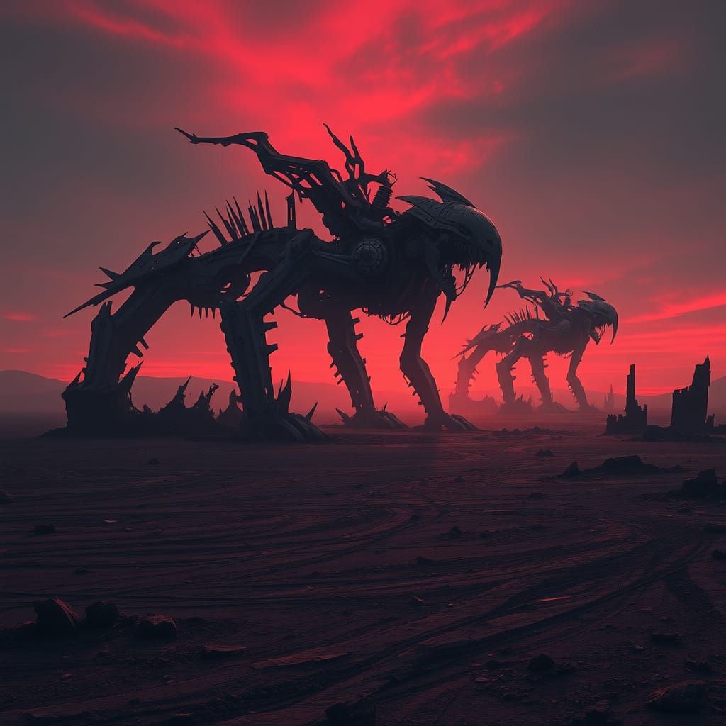 Post-Apocalyptic Wasteland in a Cyberpunk Aesthetic