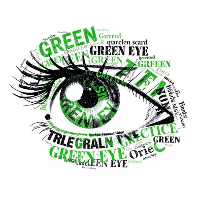 Typographic Eye Masterpiece in Green and Black