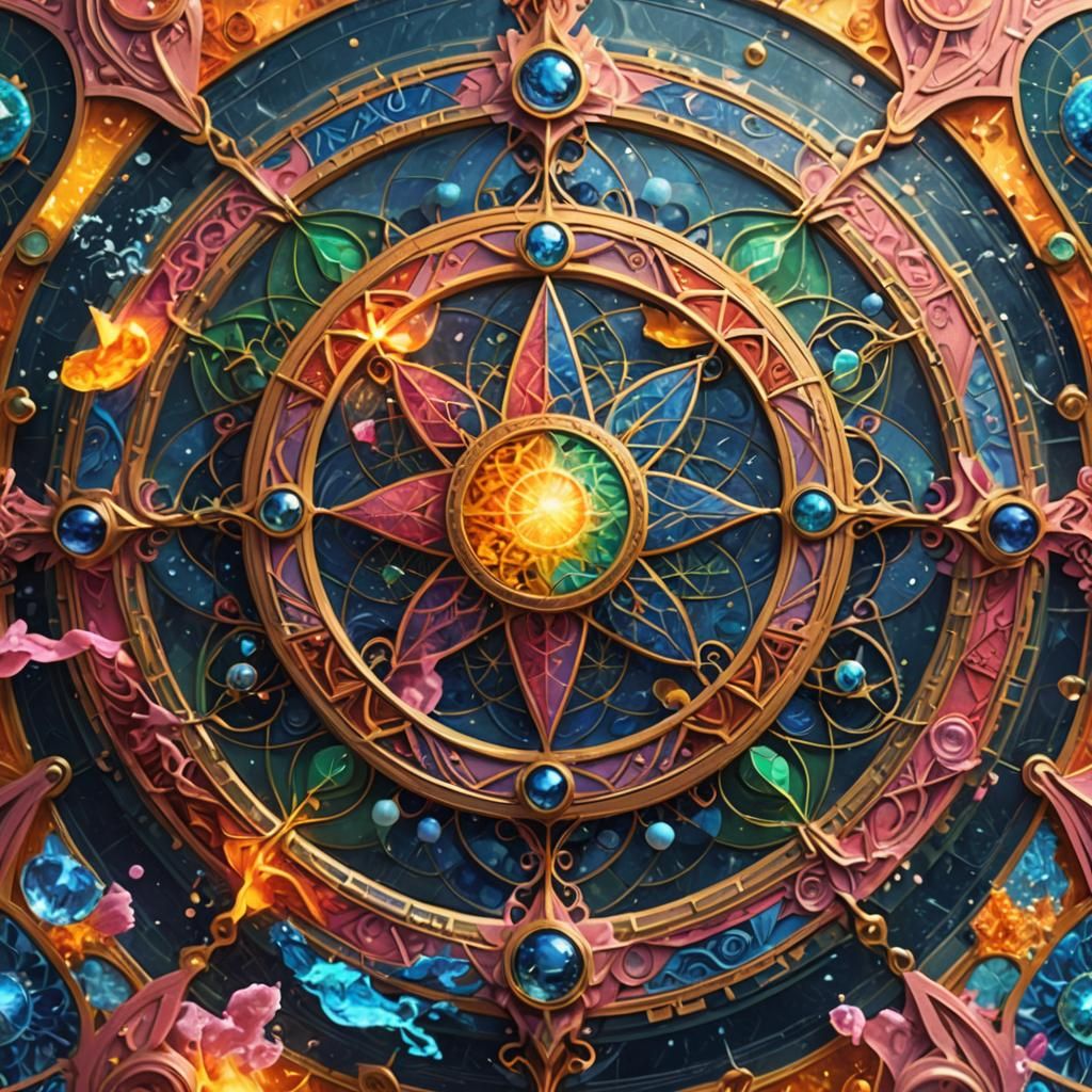 Sacred Geometry: Four Elements in Detailed Matte Painting