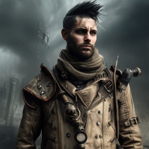 Steampunk Man in Post-Apocalyptic World