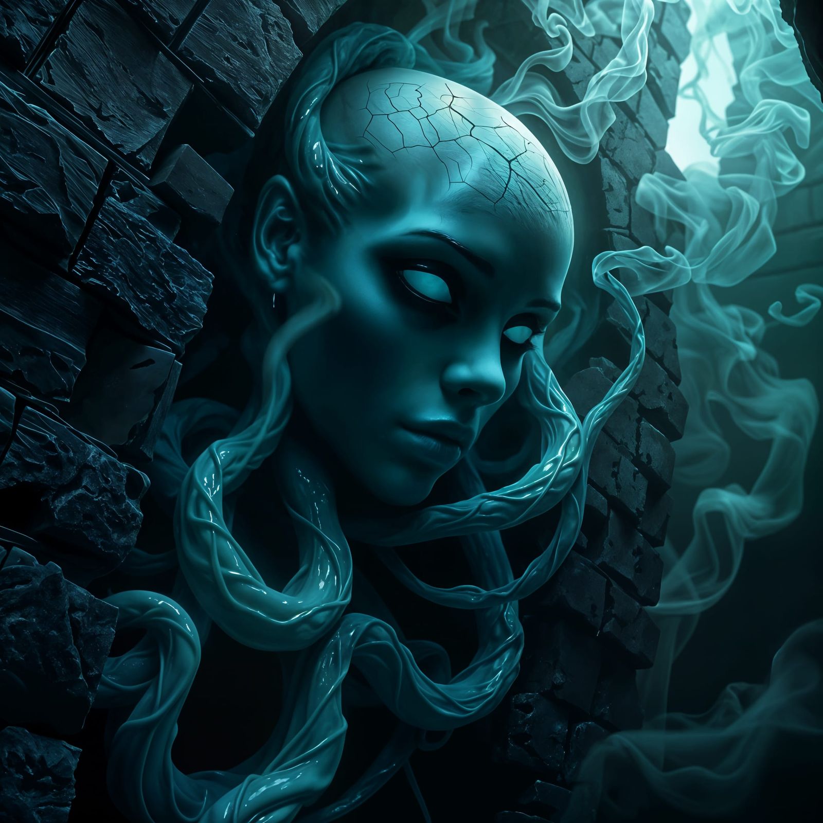 Spectral Woman of Neon Slime and Smoke