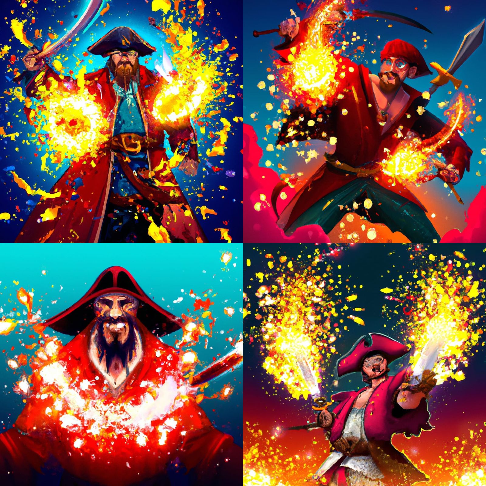 Pirate with Flaming Sword, Movie Poster Illustration