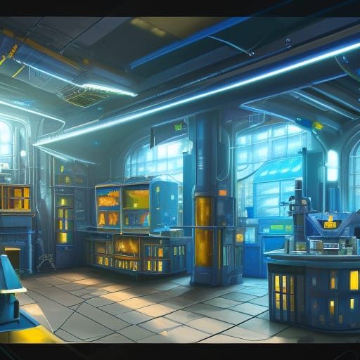 Robot Pet Shop in Detailed Matte Painting