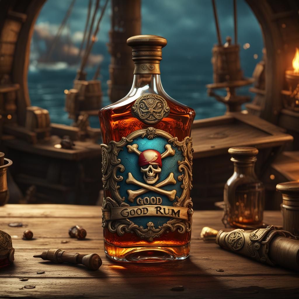 Pirate and Rum Bottle Matte Painting