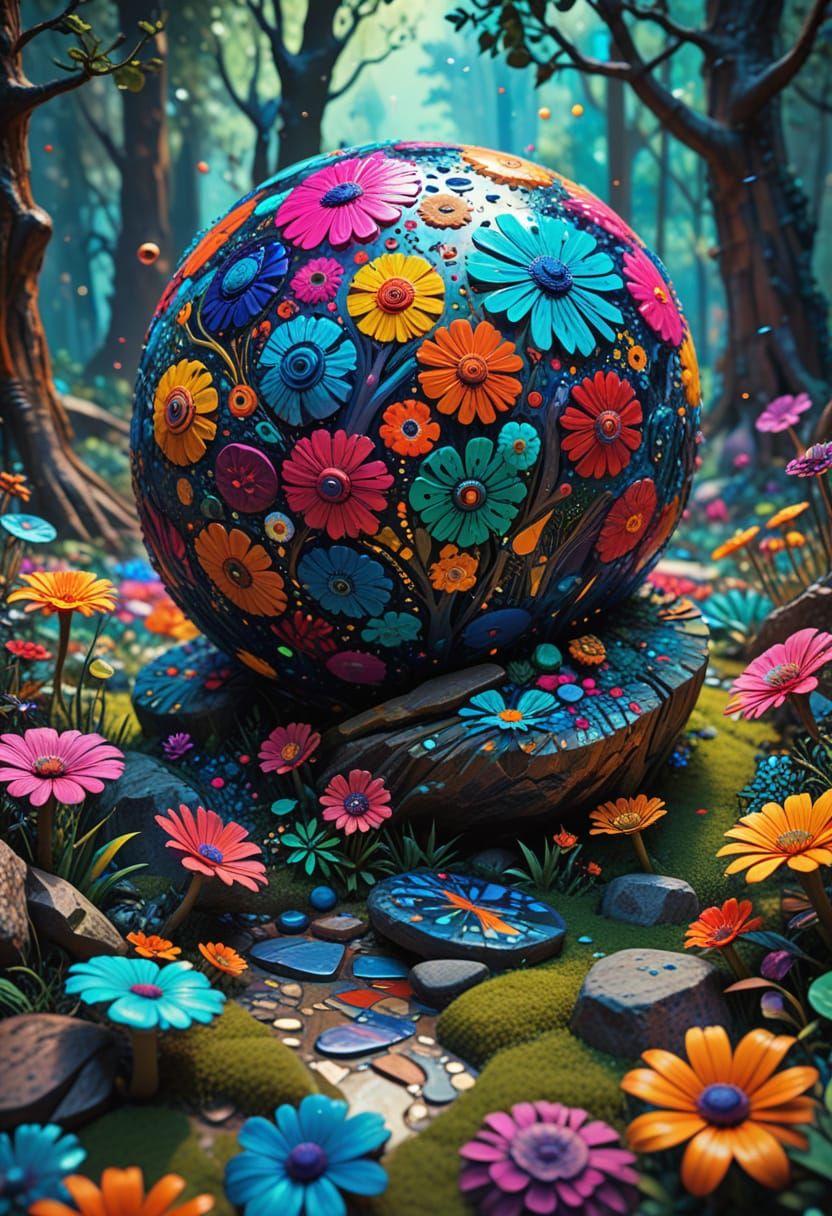 Vibrant Surreal Forest in Bold Pop Art Style