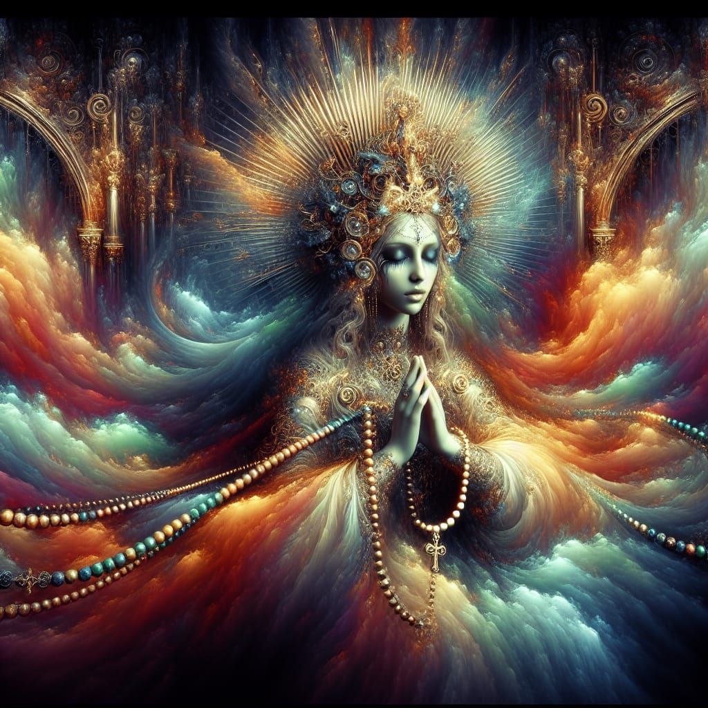 Mystical Queen with Rosary Beads in Fantasy Art