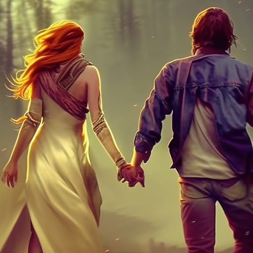 Romantic Portrait in the Style of Alphonse Mucha