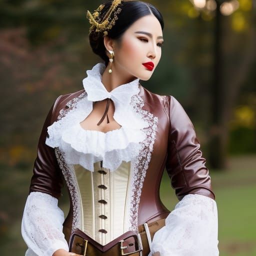 Steampunk Woman Portrait with Cog Corset