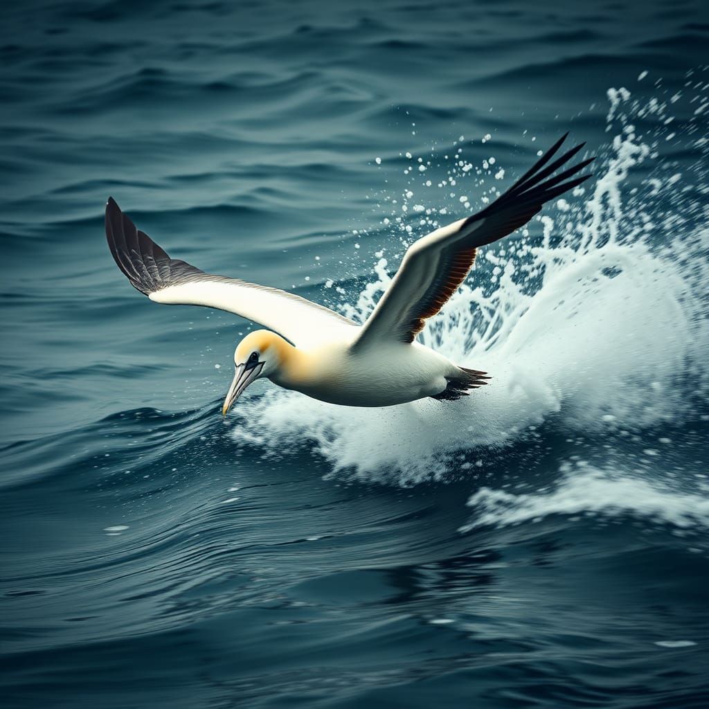 Gannet Dive Creates Explosive Splash