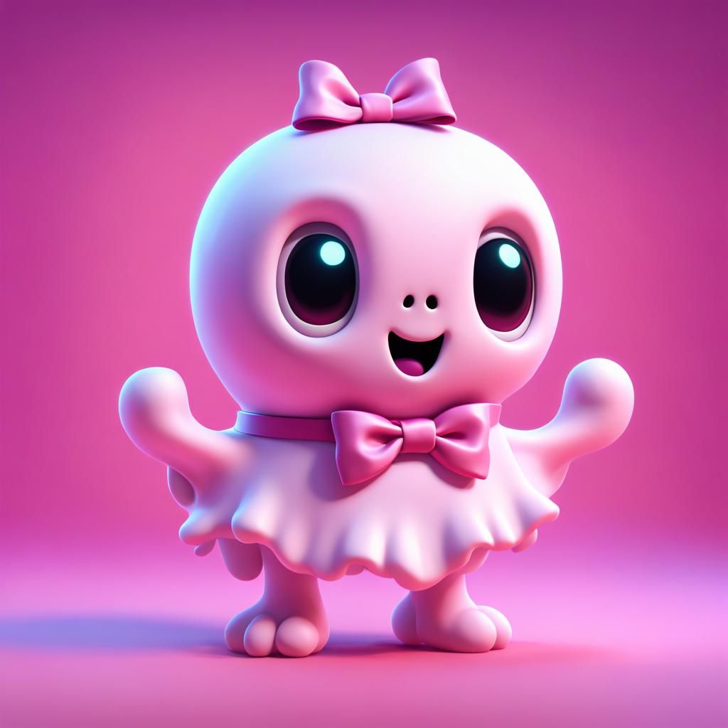 detailed pink ghost wearing a bow, cute, friendly,  Pixar, Disney, concept art, 3d digital art, Maya 3D, ZBrush Central ...