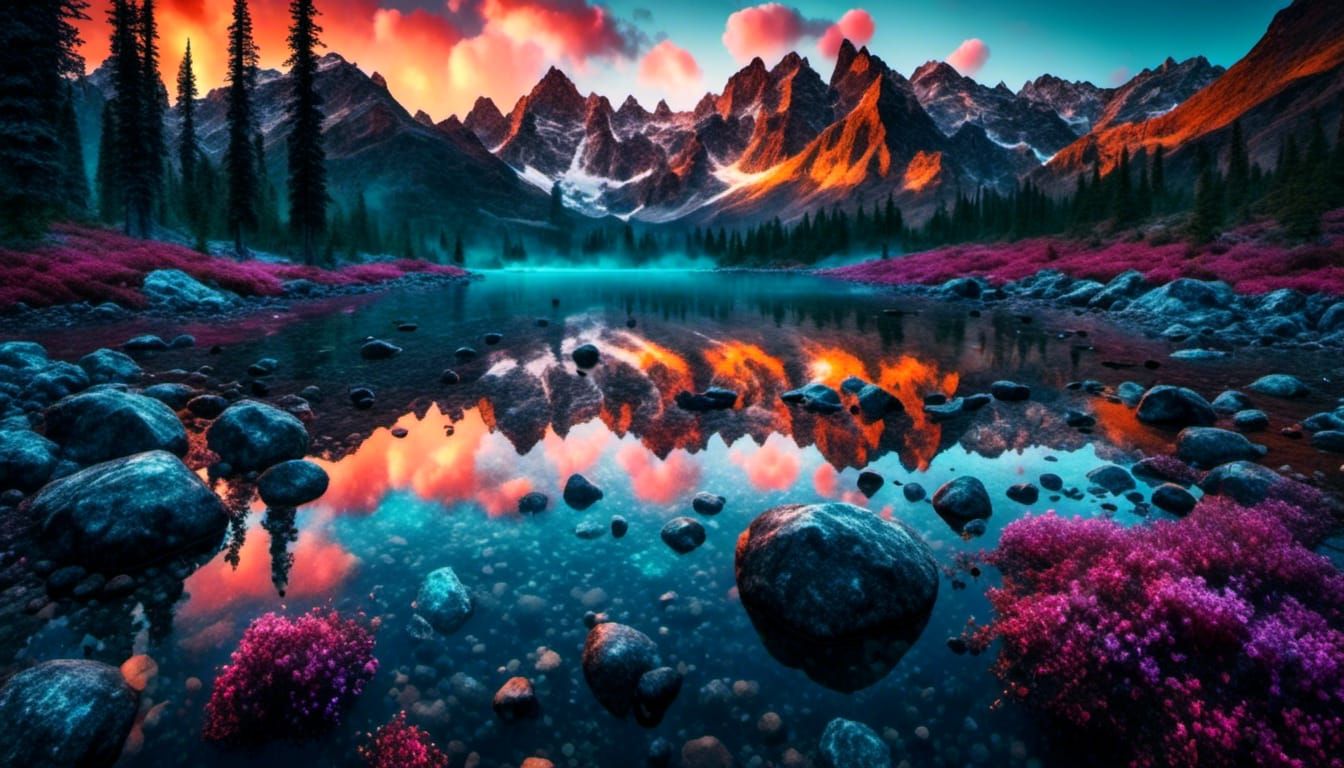 Fantastical Starry Night Landscape in 3D Game Style