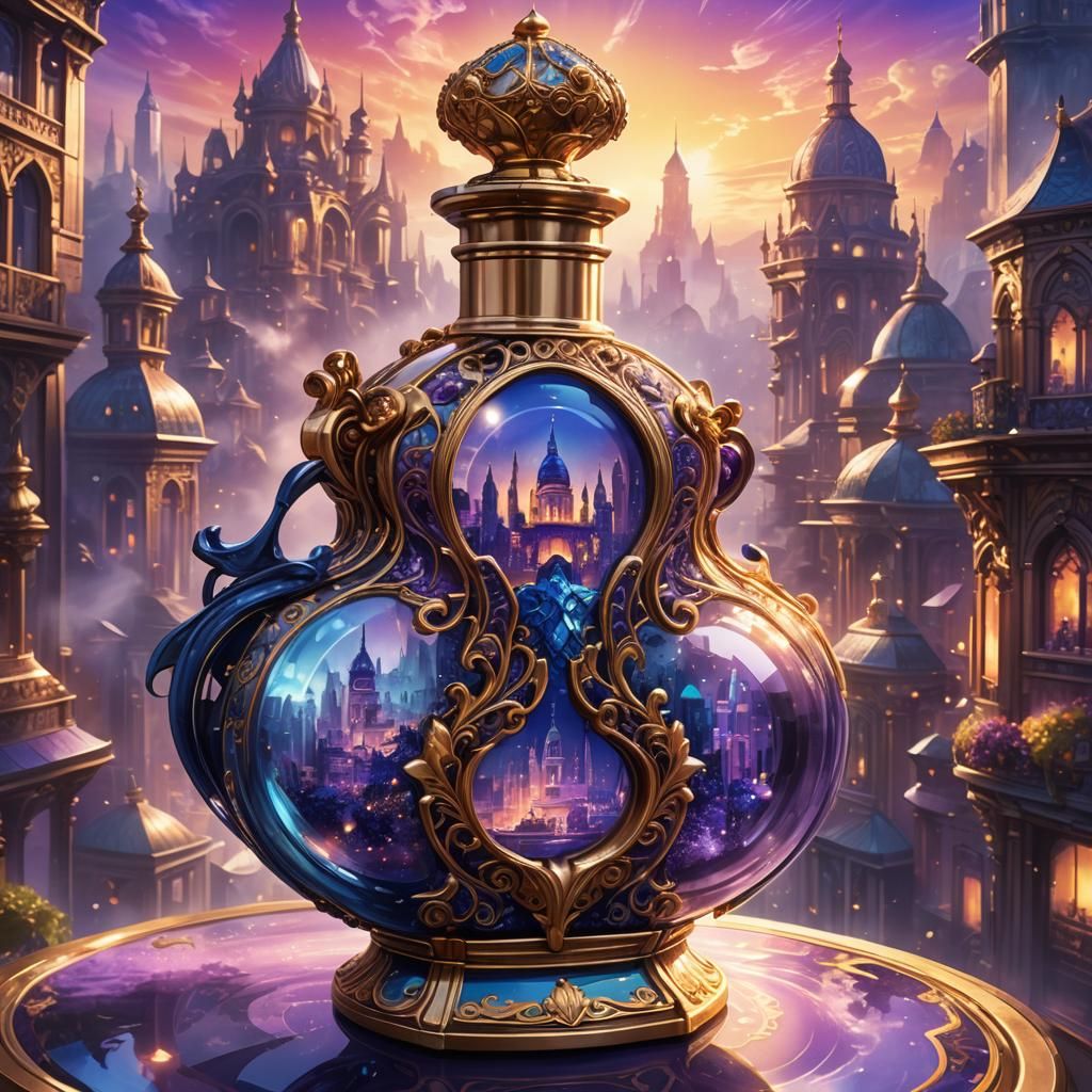 City in Perfume Bottle: Fantasy Concept Art
