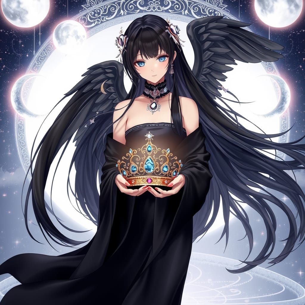 Anime Goddess in Moonlit Splendor