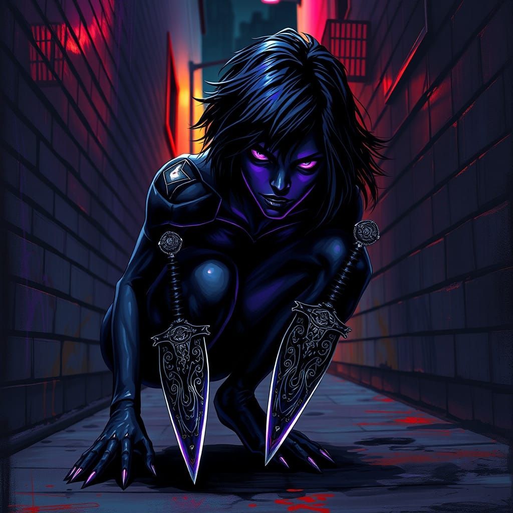 Shadowkin Hybrid in Dark Alleyway Art