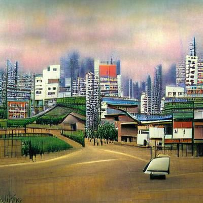 Modern Cityscape in Haboku Style