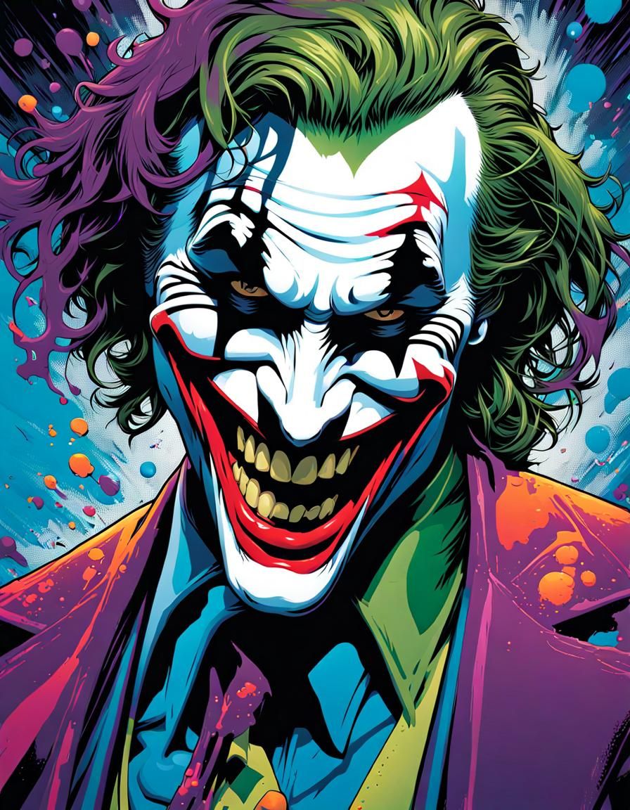 The Joker Laughing: Abstract Graffiti Art Portrait