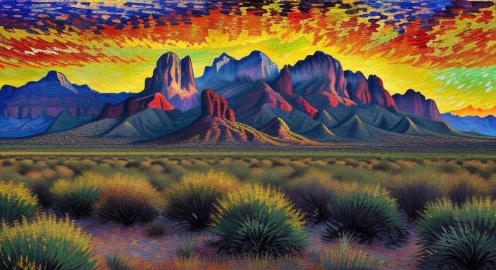 Arizona Sunset Behind Superstition Mountains