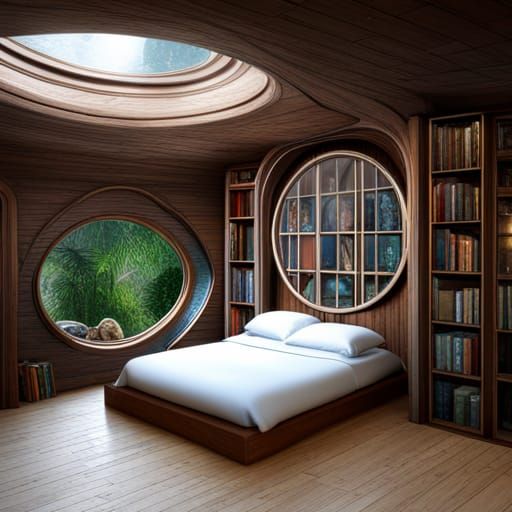 Rainy Day Treehouse Bedroom in Detailed Matte Style