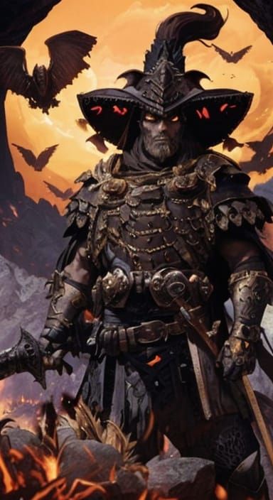 Powerful Dark Fantasy Warrior in Metal Armor