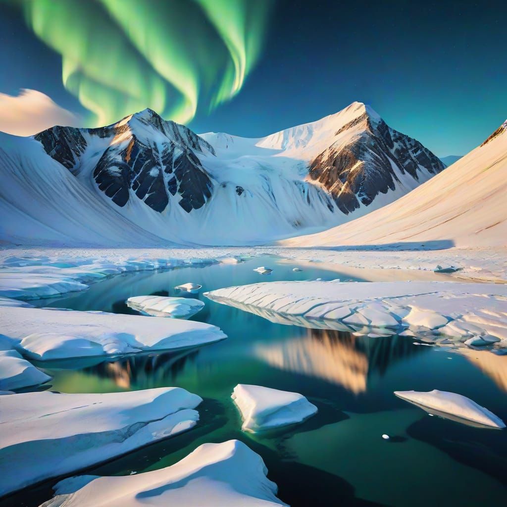 Svalbard Archipelago: Snowy Peaks and Aurora Borealis