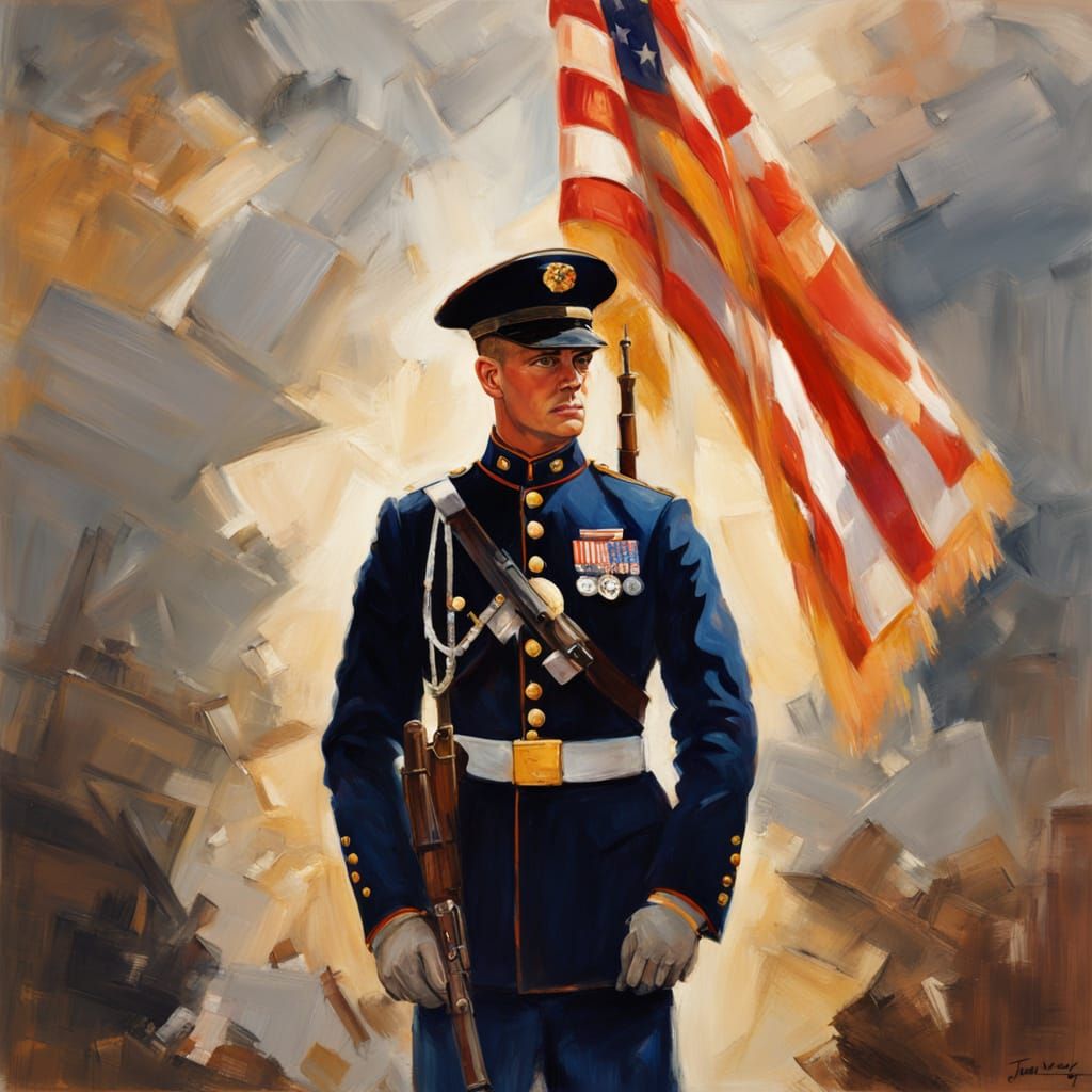 Impressionist Marine in Full Dress Uniform