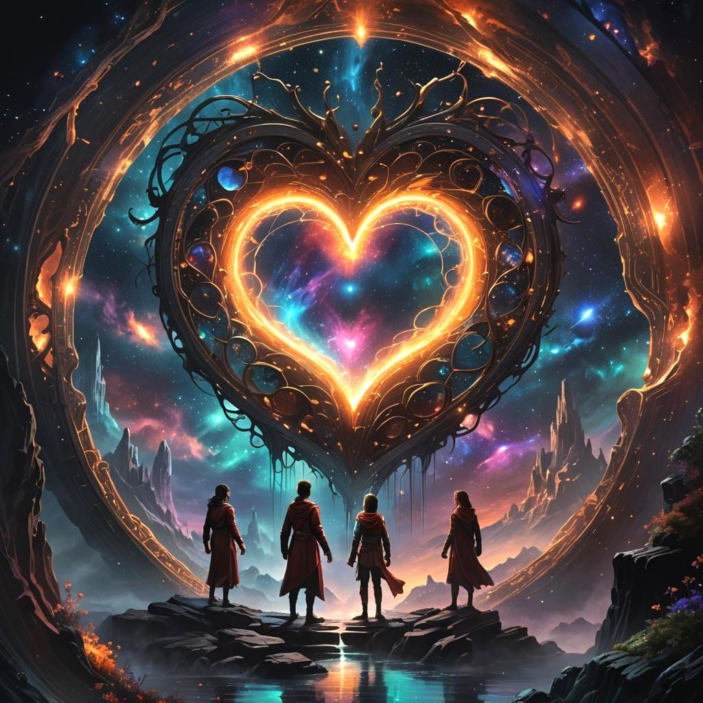 Heart-Shaped Portal Between Worlds: Fantasy Concept Art