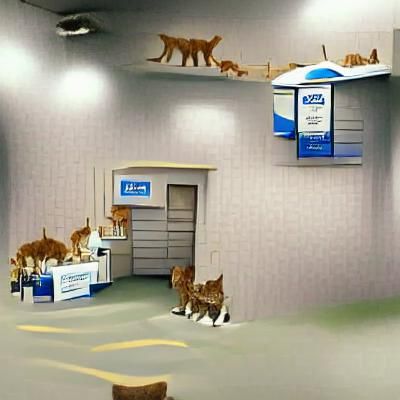 Surreal Cat Hospital in Insurance Office