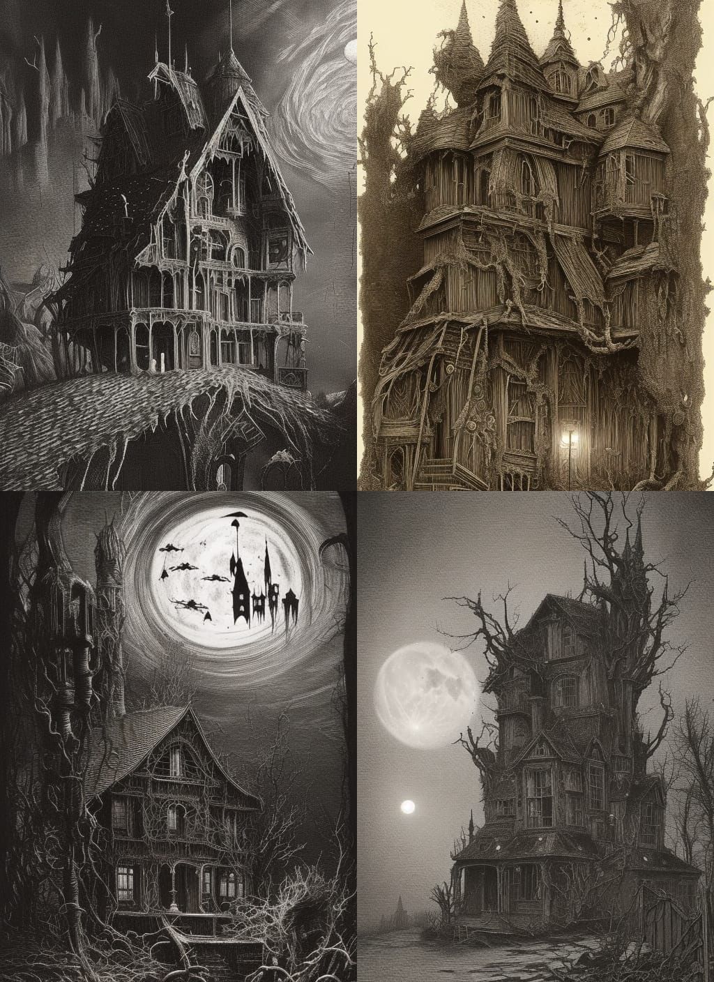 Sinister Gingerbread House in Gothic Horror Style