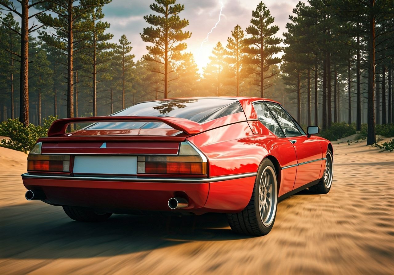 Red 1995 Citroën SM Supercar Concept Racing in Spring