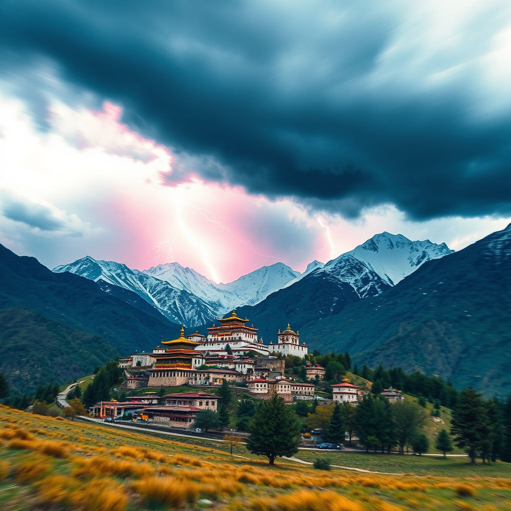 Foreboding Lightning Storm Over Ancient Tibetan Civilization