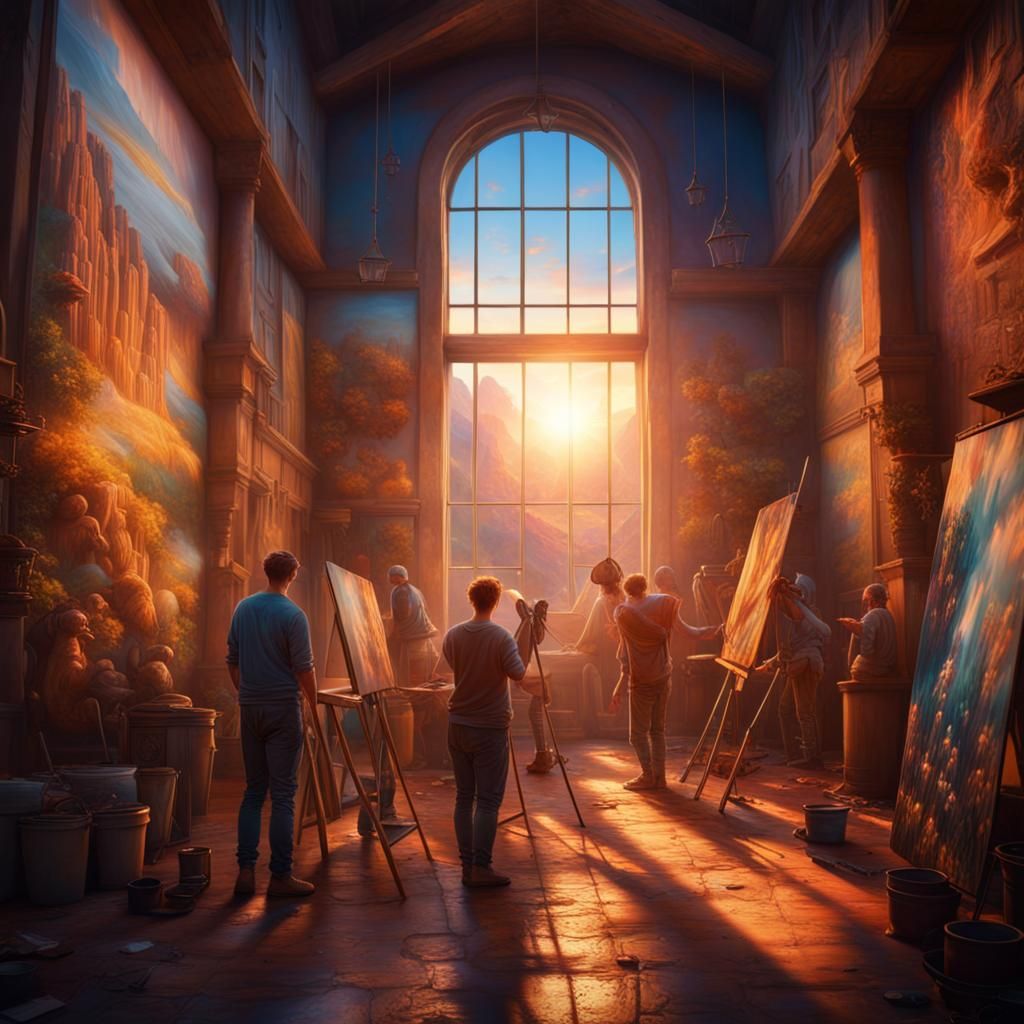 Light Painters Create Murals at Sunset