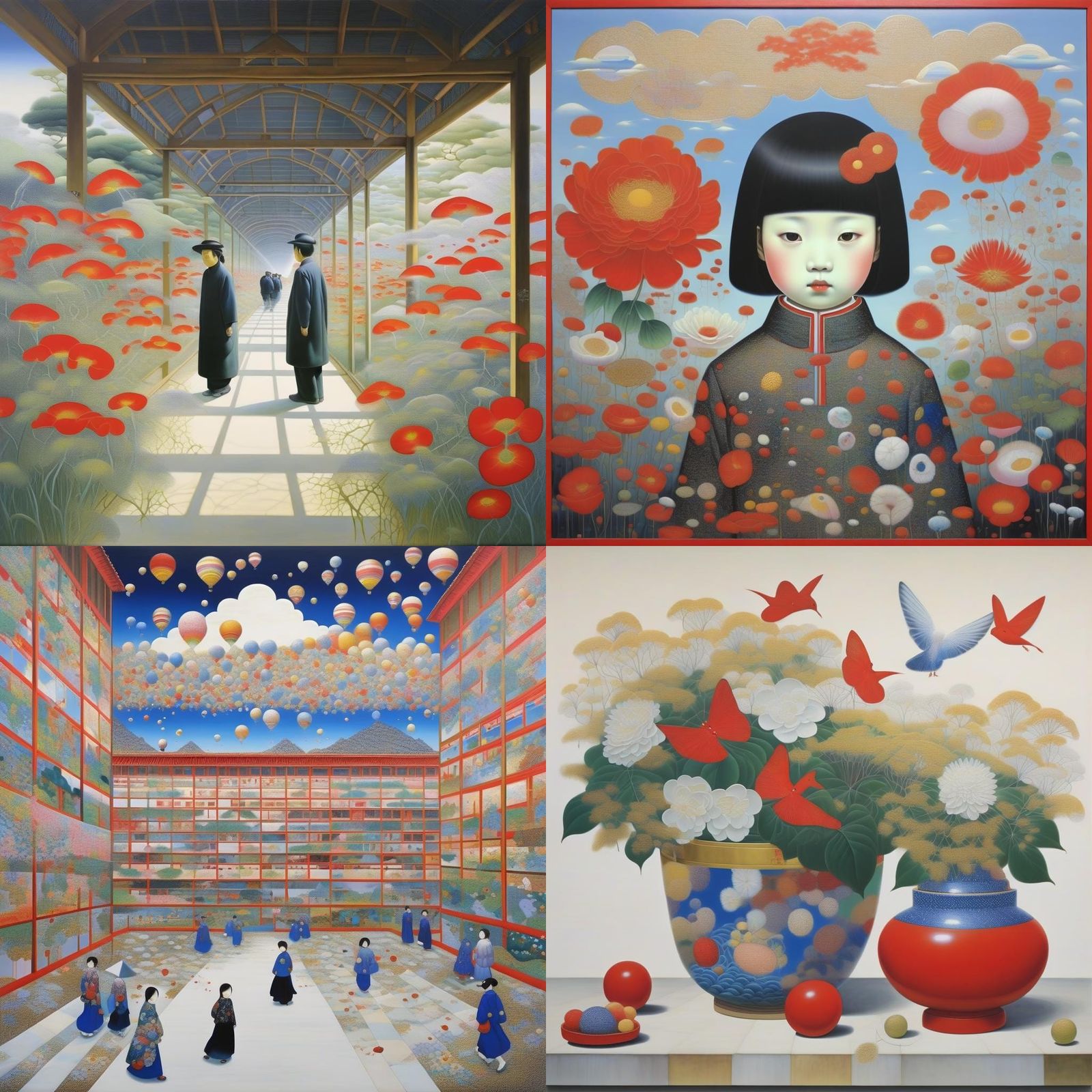 Contemplative Figure in Serene Setting: Contemporary Japanes...