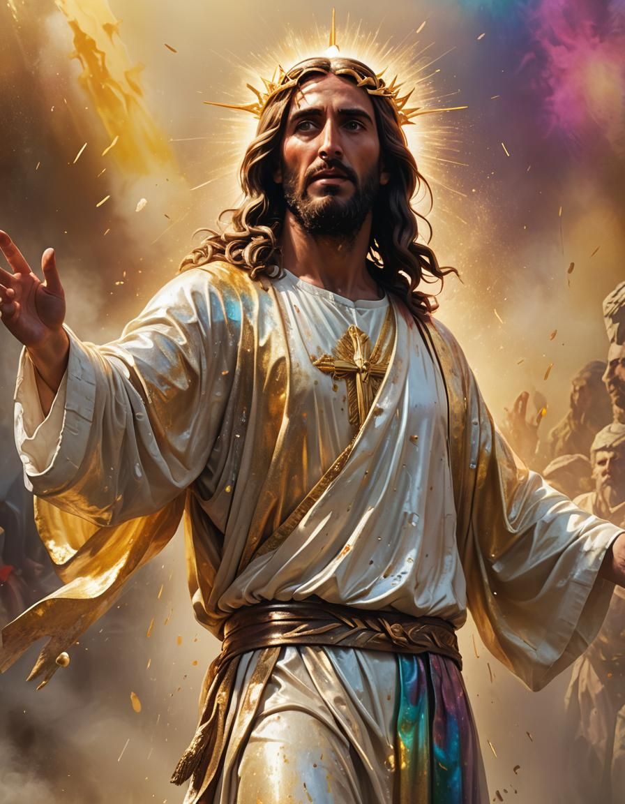 Jesus Christ in Hyperrealistic Splash Art Style