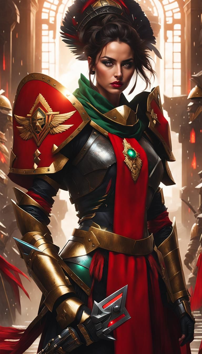 Cybernetic Knight with Aztec Headdress in Photorealism