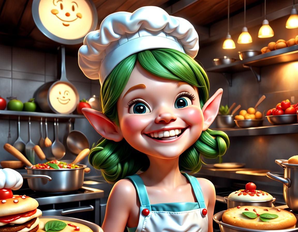 Happy Fairy Chef in Cartoon 3D Art