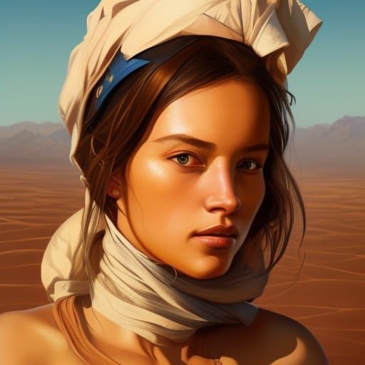 Desert Woman Portrait in Hyperdetailed Style