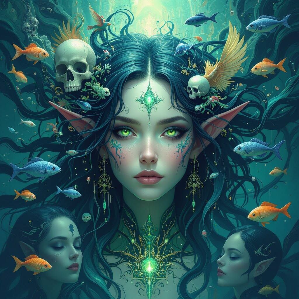 Surreal Dreamscapes with Ethereal Figures in Cyberpunk Neon