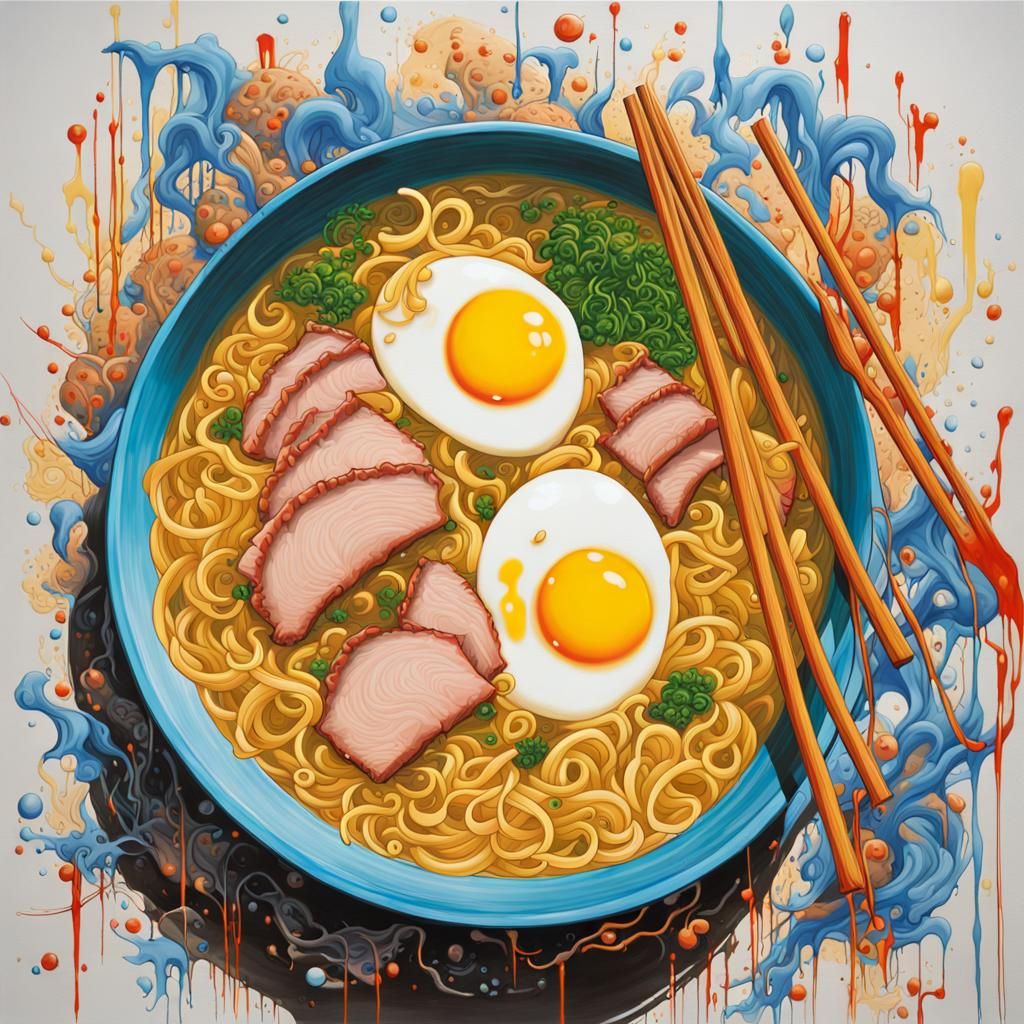 Vibrant Graffiti Art of Japanese Noodle Soup