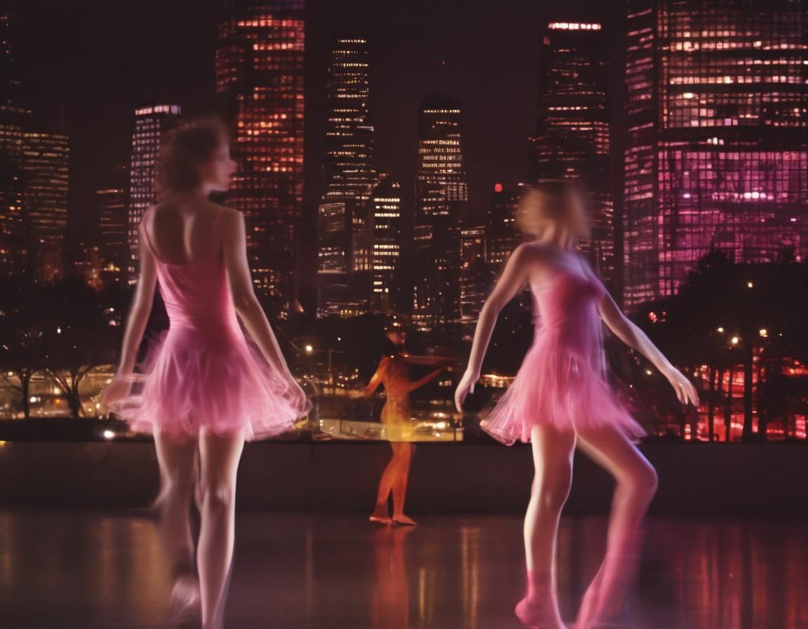 Ektachrome Film Image of Pink Danseuse at Night