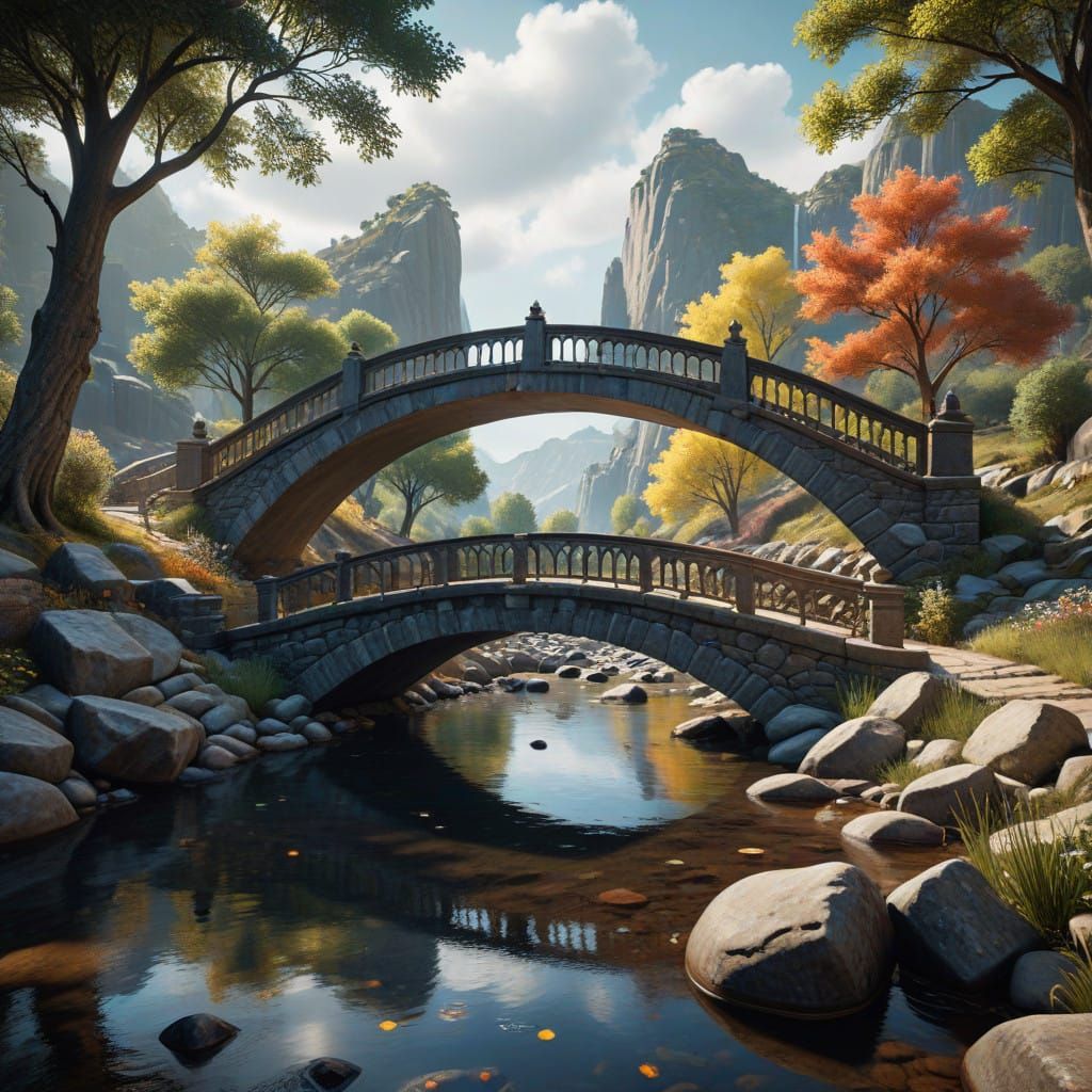 Charming Arched Bridge in HDR, With Cinematic Lighting and I...