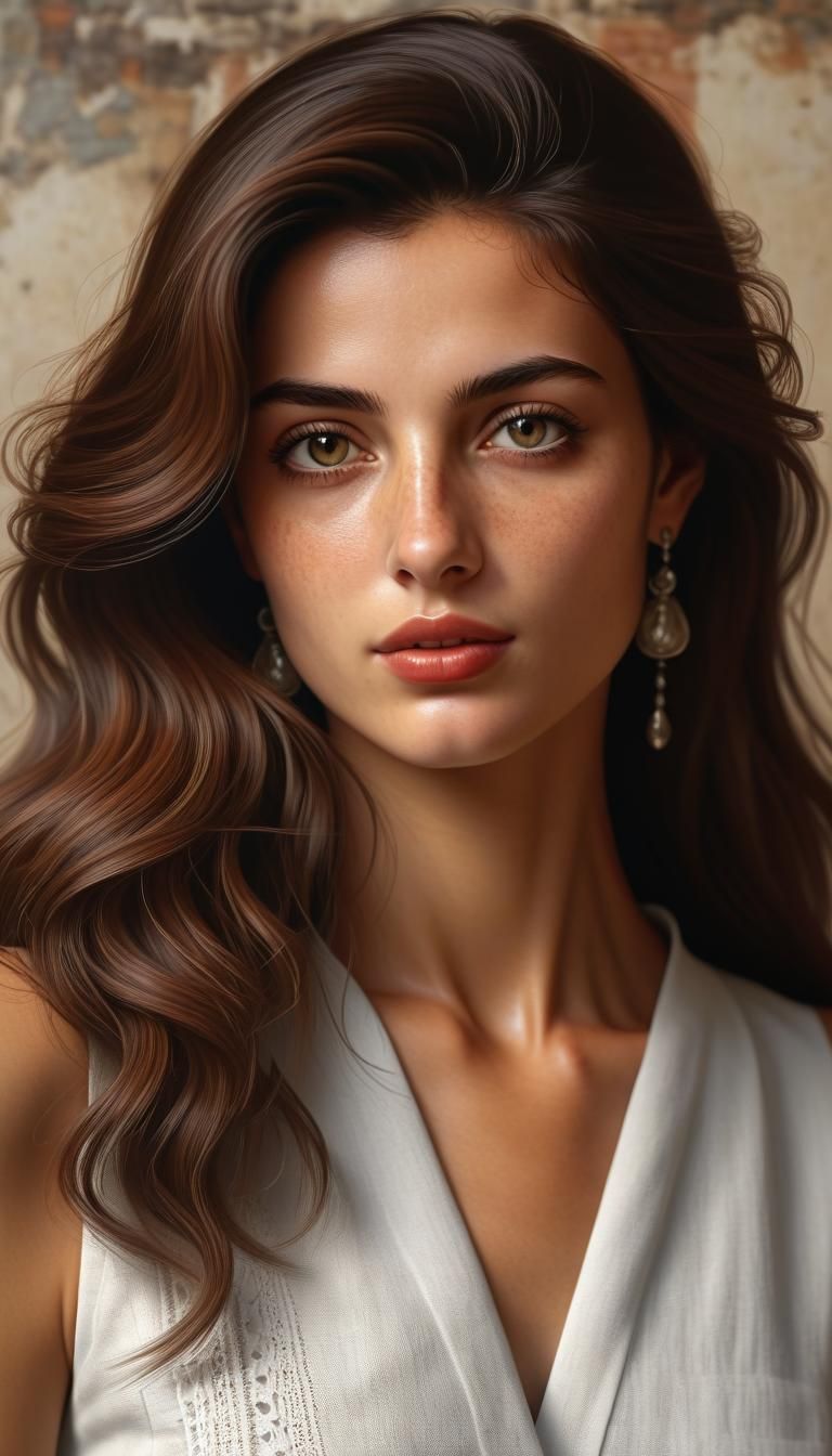 Realistic Portrait of a Gorgeous Italian Woman
