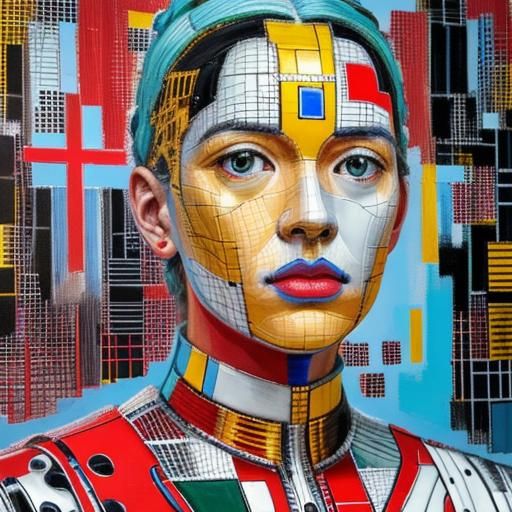 Abstract Geometric Composition in Mondrian Style