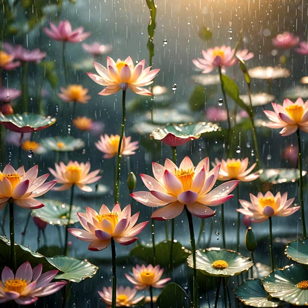 Lotus and Golden Fish: Detailed Fantasy Art