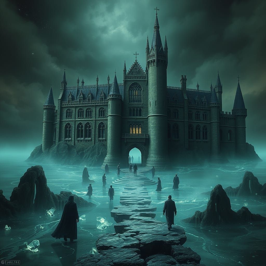 Gothic Castle Submerged in Temporal Anomalies