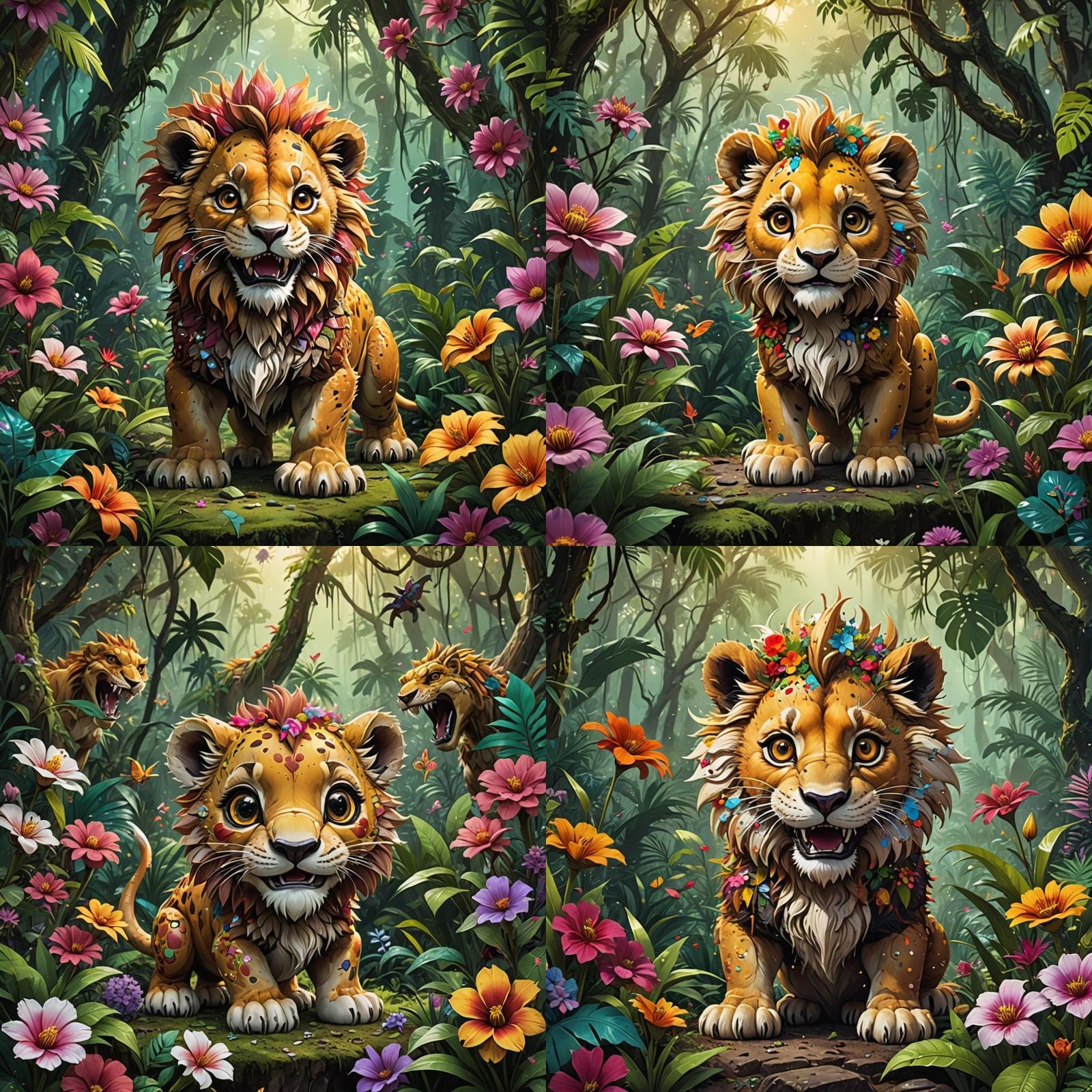 Baby Saber-Tooth Lion Dinosaur in Wes Anderson Style