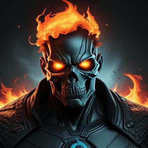 Ghost Rider Flames in Hyperrealistic Comic Art