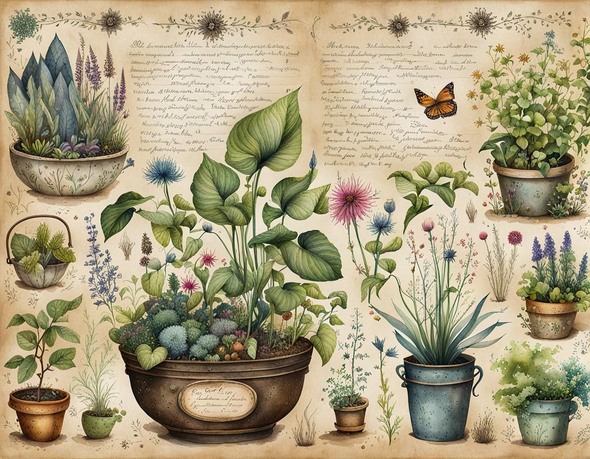 Whimsical Magical Botany in Hand-Drawn Style
