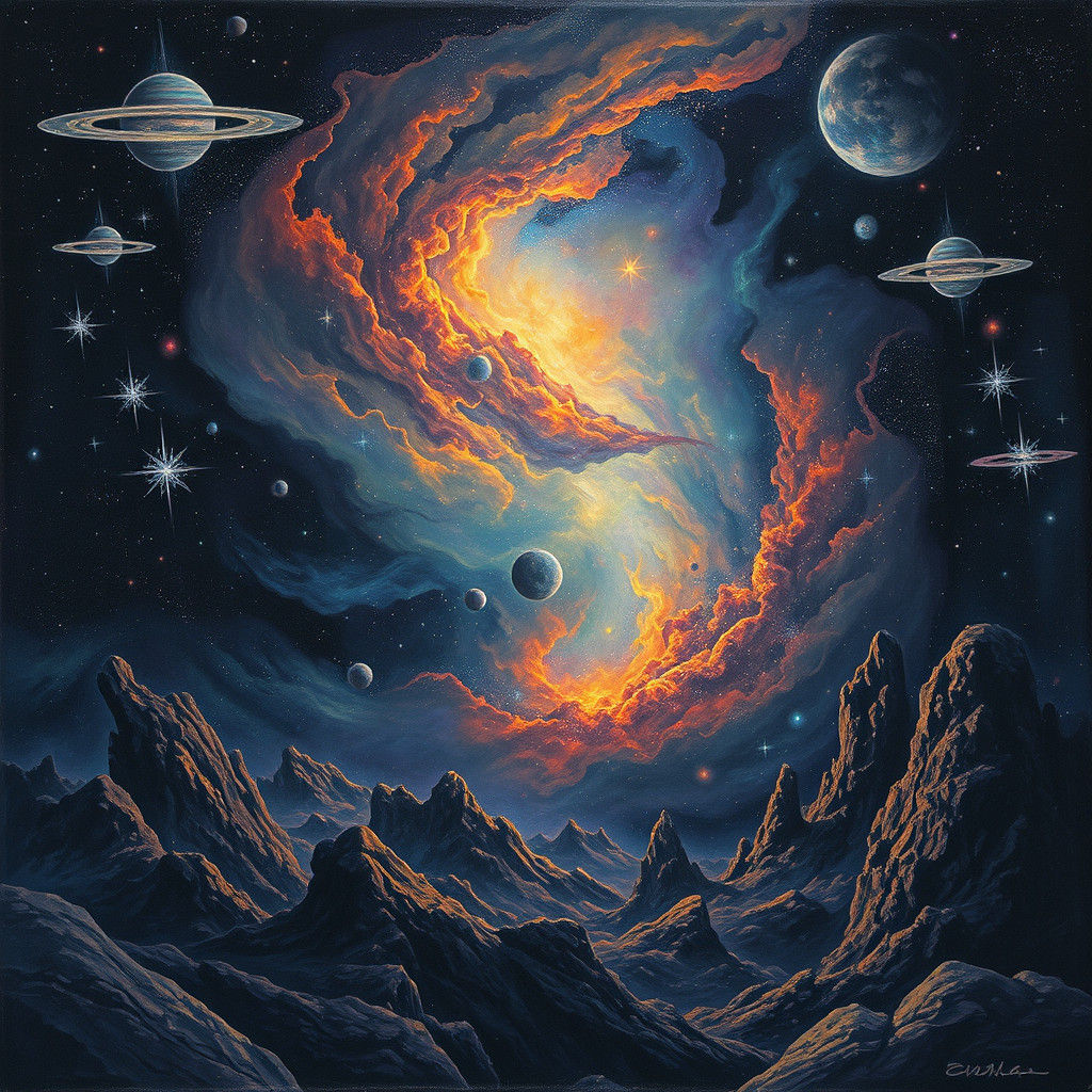 Mystical Galaxy Dreamscape in Surrealist Style