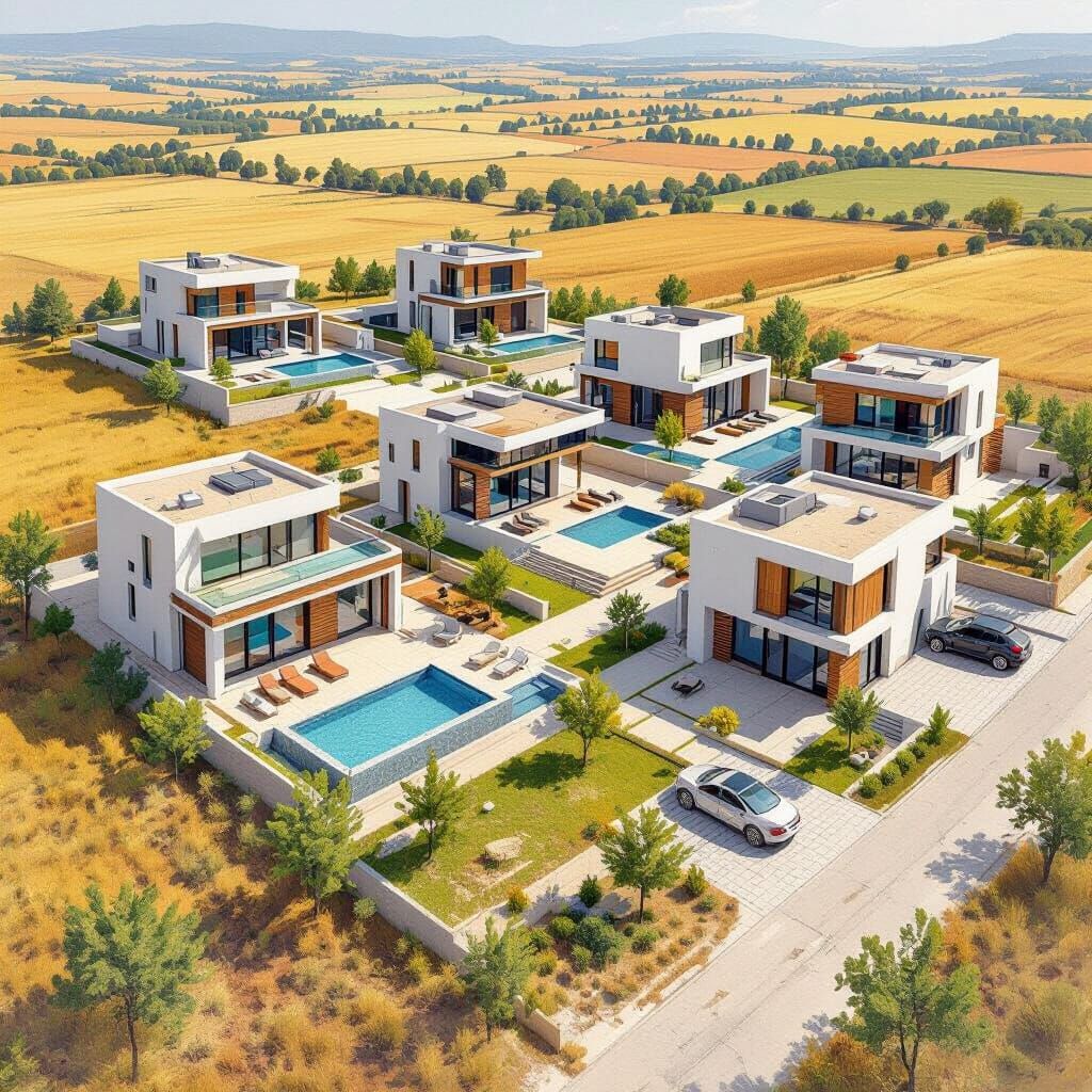 Abstract Villas with Pools: Architectural Design